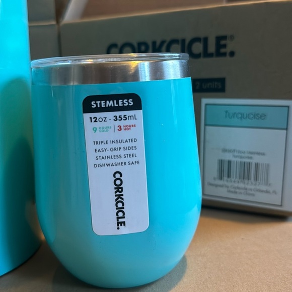 Uline Branded-Stainless Steel Corkcicle Canteen w/4 Stemless Tumbler - Turquoise - Picture 3 of 4